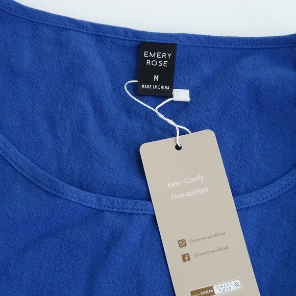 Emery Rose Blue Sheath Dress Women Size M Cotton Short Sleeve Casual Work NEW - Picture 4 of 9